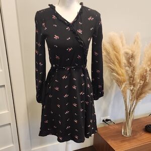 GAP Black and Pink Asymmetrical Bishop Sleeve Sundress